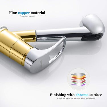 Змішувач кухонний висувний BONADE з подвійною виливом, поворотний на 360°, для кухні, з однією ручкою, хром