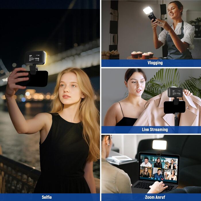 LED світло Neewer для селфі та відеозйомки на телефон, 54 світлодіоди, кліпса, CRI 88, 650mAh, для iPhone, ноутбук, вебкамера, Zoom, макіяж