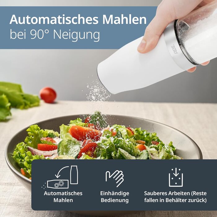 Electric Salt and Pepper Grinder Set of 2 with Tilt Sensor | Spice Grinder with Ceramic Grinder | Infinitely Adjustable | Salt, Pepper, Chili, Dried Herbs | Herb Grinder | with LED Lighting