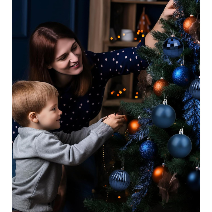 Набір ялинкових прикрас 36 шт. темно-синій, 6 см - ялинкові кулі для декорування