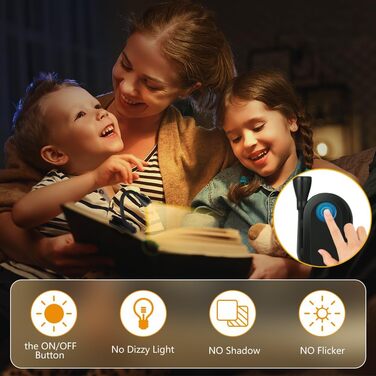 Світлодіодна лампа для читання з кріпленням, акумуляторна, 3 режими температури кольору, USB, гнучка на 360°, для читання в ліжку, ідеальна для книголюбів та дітей, чорна
