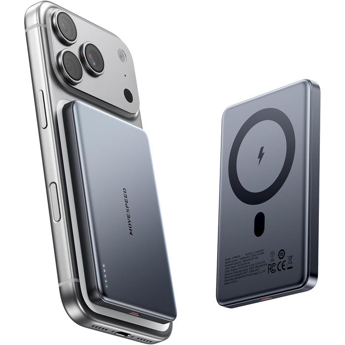 Power Bank MOVESPEED MagSafe 10000mAh Graphite Gray - Бездротовий зарядний пристрій для iPhone