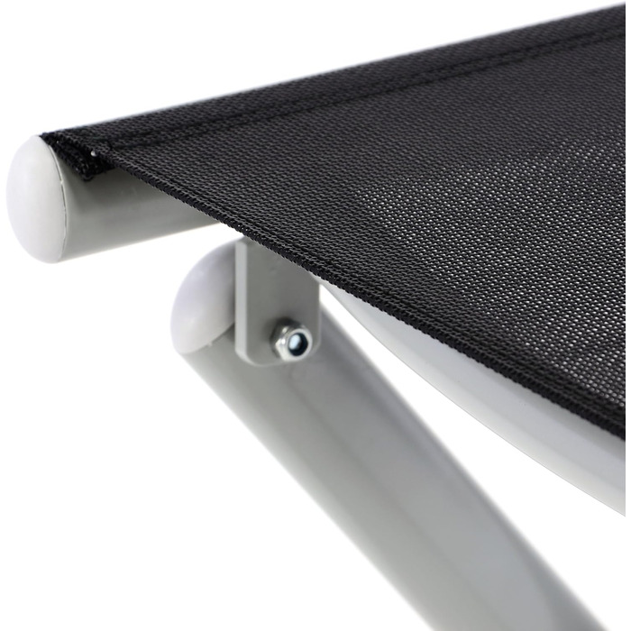 Складаний табурет Nexos для кемпінгу та відпочинку на балконі/терасі. Алюмінієва рама, сидіння з Textilene, чорне порошкове покриття, сірий колір, висота 42 см