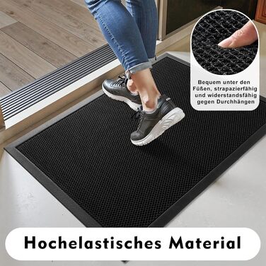 Килимок привідний вуличний 40x60 см, протиковзний силіконовий килим для бруду та пилу, вологостійкий та придатний для прання, чорний