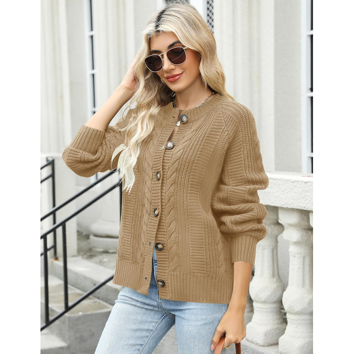 Жіночий кардиган Rapbin: короткий рукав, в'язаний, вільний крій, з ґудзиками (Хакі, XL)