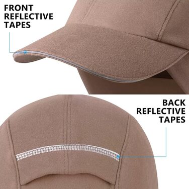 Жіноча зимова шапка GADIEMKENSD з флісу та світловідбиваючими елементами, з начосом на вуха, для активного відпочинку (колір: коричневий)