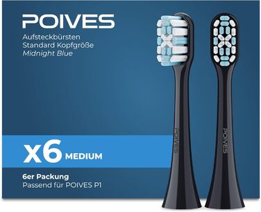 Електрична зубна щітка POIVES P1 Pro з датчиком тиску, 72 000 рухів, гарантія до 4 років, 111 днів без ризику, довга робота від акумулятора, колір Midnight Blue