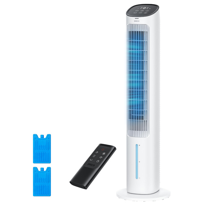Охолоджувач повітря Dreo з водяним охолодженням, 40 дюймів, 80° поворот, 3 режими, 4 швидкості, білий, з пульт