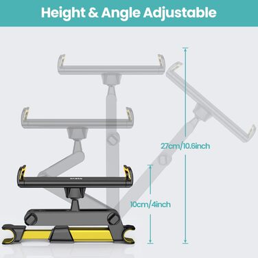 Тримач для планшета в авто - універсальний, регульований, для iPad, Switch, Samsung Tab, смартфонів 4.7-13 дюймів (жовтий)