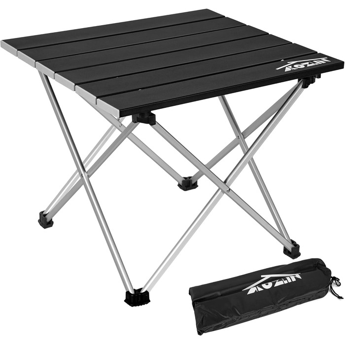 Складний кемпінговий стіл алюмінієвий портативний для пікніка та пляжу, чорний (S)