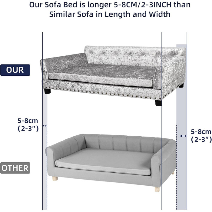 Софа для собак BingoPaw Luxus XXL: зручна лежанка для великих собак з м'яким кріслом та спинкою, сірого кольору, 120x74x40 см