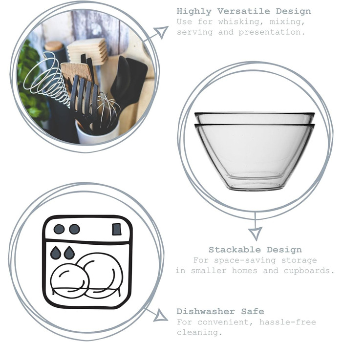 Bormioli Rocco Basic Set Salad Bowl, 4 pieces