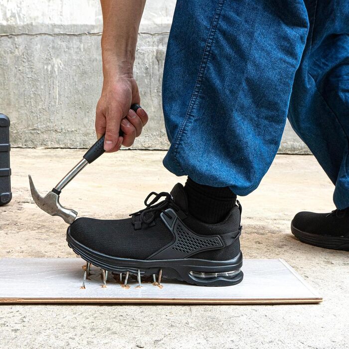 Черевики робочі чоловічі/жіночі Hitmars, з металевим підноском, зручні кухарські черевики, легкі, для дахів, чорні/сині, EU36-48 (42 EU)