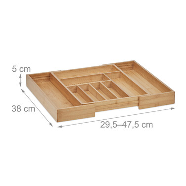 Relaxdays Extendable Bamboo Cutlery Box