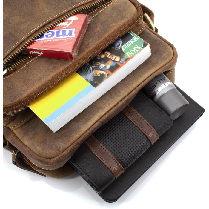 Чоловіча сумка через плече JOREY з натуральної шкіри, Camel (для бізнесу, роботи, подорожей)