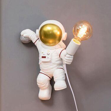 FREEUP Wall Lamp for Children's Room with Plug, Astronaut Lamp for Children's Room Wall Lamp with Switch and 1.5M Cable, E27 Socket, Max.40W (Without Bulbs), Fun Gifts for Kids Boys Girls