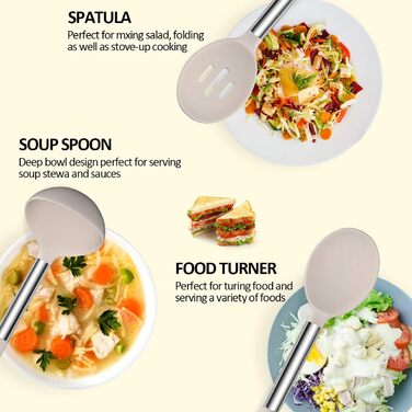 Набір кухонних аксесуарів Umite Chef, 15 предметів, силікон, сірий/хакі, для антипригарного посуду