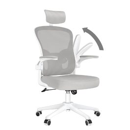 Офісний крісло Rattantree: ергономічне, з регульованою підголівником, підлокітниками та підтримкою попереку, регулювання висоти, дихаюча спинка, сіре