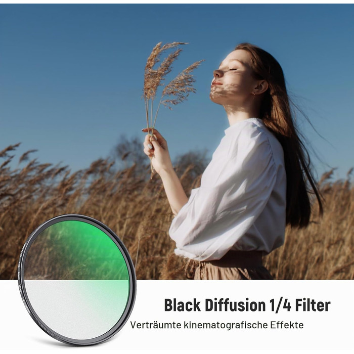 Погібнюючий фільтр NEEWER Black Diffusion 1/4 (67мм) для кінематографічного ефекту туману, ультратонкий м'який фільтр з оптичного скла з нанопокриттям для портретної фотографії
