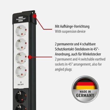 Мережевий фільтр Brennenstuhl Premium-Line Comfort Switch Plus, подовжувач на 6 розеток, кабель 3м, білий