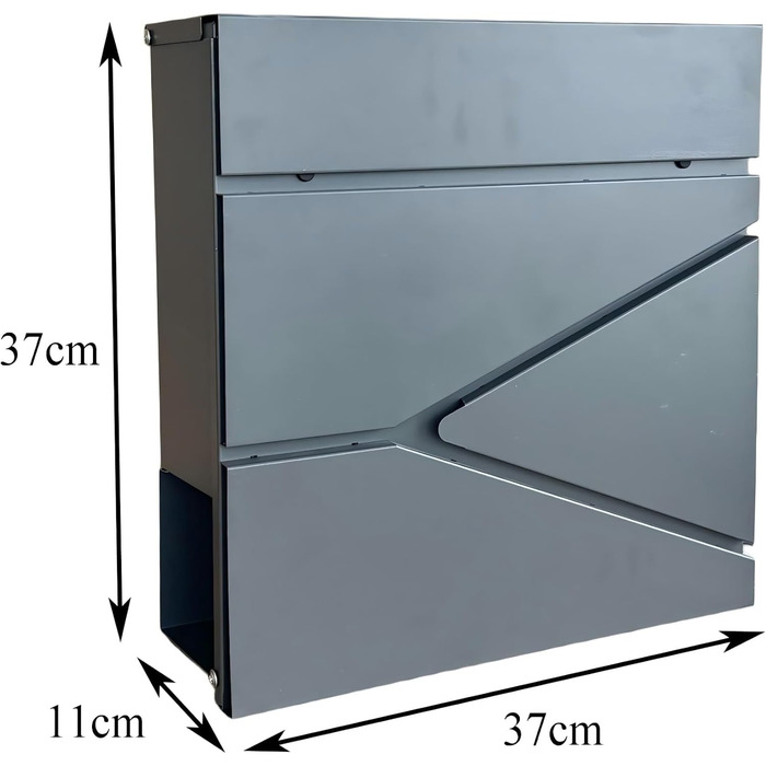 Поштовий ящик Relaxdays з газетницею, антрацит, 37x37x11 см, DIN C4, вологостійкий, 4 ключі