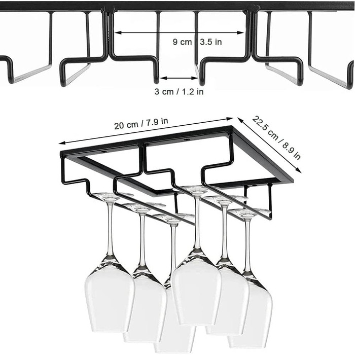 Тримач для келихів вина DDGG (2 шт.) - Настінна підставка для келихів, барна полиця, для дому, ресторану