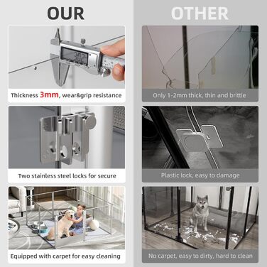 Клітка для собак BingoPaw з акрилу: прогулянкова клітка для собак, 8-секційна, висотою 60 см, XXL клітка для цуценят з дверцятами та водонепроникним дном (132 x 132 x 80,5 см)