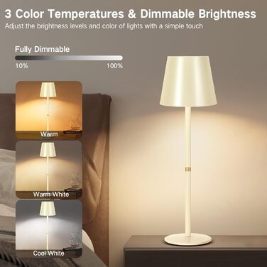 LED-лампа настільна бездротова OUTON, 2 шт. - сенсорне керування, 3 режими, USB-C зарядка, IP54, 30 годин, для дому/саду, чорний/бежевий