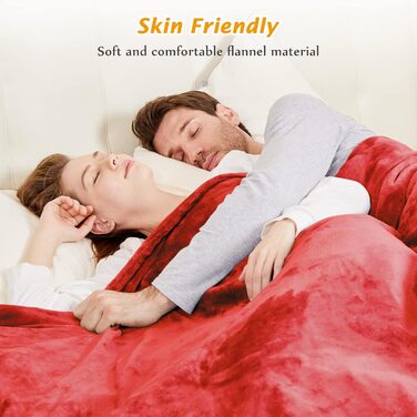 Електрична ковдра Mia&Coco з автовимкненням, 180x200 см, 10 режимів нагріву, таймер до 9 годин, захист від перегріву, пральна, блакитна (червона)