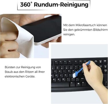 Набір для чищення екрану: 2 шт. для iPhone, монітора, планшета, телефону + щітка (сірий + рожевий) (сірий + кремовий) 10 мл