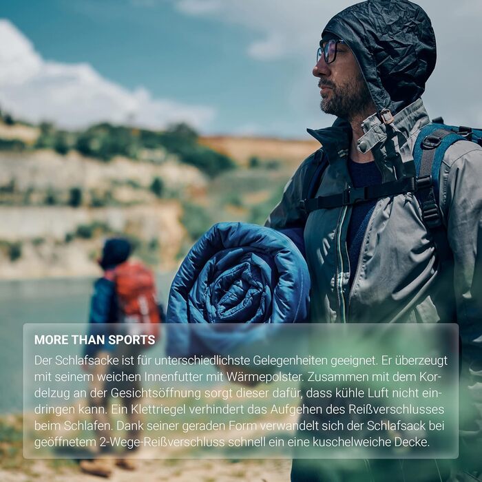 Спальний мішок MSports Premium Outdoor з ременем для перенесення - вибір на весну/літо (200GSM) або осінь/зима (300GSM) для кемпінгу, подорожей, фестивалів - теплий спальник-кокон оливкового кольору (Королівський блакитний, 200 GSM - весна/літо)