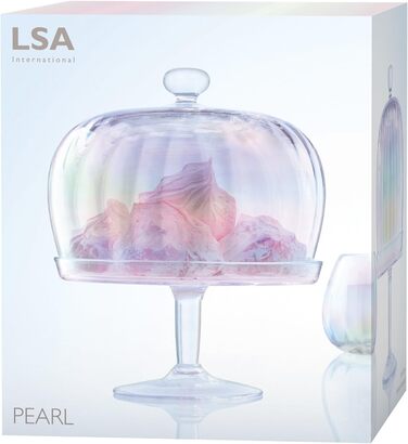 Скляна підставка з кришкою LSA International Pearl, Ø27 см, перламутрова