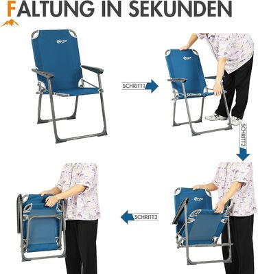 Крісло для кемпінгу Portal: складне, легке, на 150 кг, з високою спинкою, для риболовлі, пляжу, відпочинку на природі (оранжевий, сірий, блакитний)