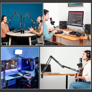 Кріплення для мікрофона на шарнірі, настільний тримач з клямкою, сумісний з 3/8' та 5/8' гвинтами, ідеально підходить для TikTok Live-трансляцій та співу