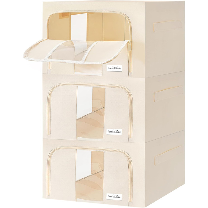 Органайзери для одягу Prestigénie (3 шт.) - мішки для зберігання одягу, ковдр та подушок, міцний матеріал, прозоре вікно, 24 л