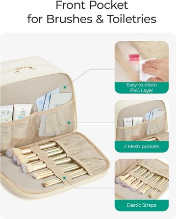 Сумка для косметики BAGSMART для жінок, велика дорожня косметичка, об'ємна косметична сумка, дорожня сумка для макіяжу та косметики з ручкою, чорна