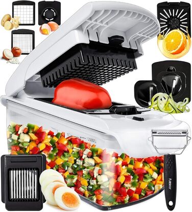 Набір для нарізки овочів та фруктів 9-в-1 (білий) - нарізач, спіралізатор, шинкувальник