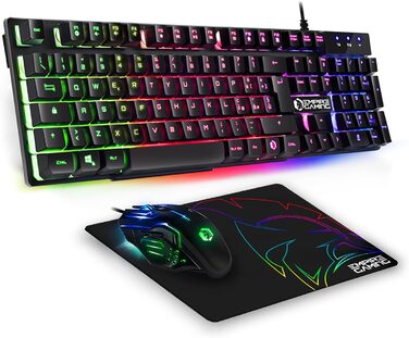 EMPIRE GAMING Kit MK800: Клавіатура та мишка для геймінгу RGB з італійською розкладкою (QWERTY), 105 клавіш, 2400 DPI, Anti-Ghosting, сумісна з PC, PS4, PS5, Xbox One/Series, Mac