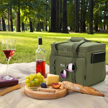 UPEELIFE Cooler Bag 24L, Large Foldable Lunch Bag Insulated Bag, Waterproof Picnic Bag, Cooler Bag with Shoulder Strap for Picnics, BBQs, Shopping, Beach, Camping