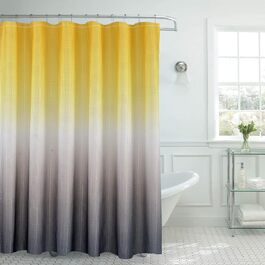 Шторка для душу Creative Home Ideas з тканини з текстурою, комплект з 12 металевих кілець, сучасний декор для ванної кімнати, машинне прання, розмір 177,8 x 182,9 см, блакитно-сірий колір