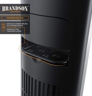 Вентилятор підлоговий Brandson Titan 108cm з пультом керування, нахил 10°, 4 режими, 3 швидкості, сталевий колір