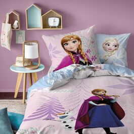 Дитяча постільна білизна Disney Frozen Анна і Ельза 135x200 80x80 см, бавовна, замок-блискавка, малюнок Diamonds