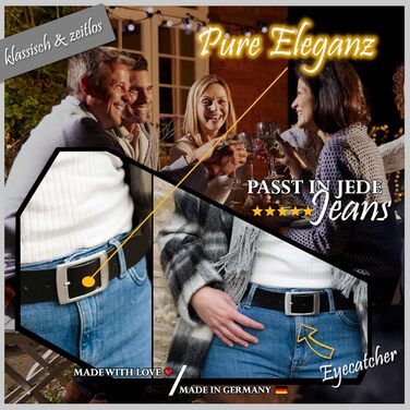 Жіночий шкіряний ремінь Friedrich Hoffmann чорний, ширина 4 см, Made in Germany - 100 см