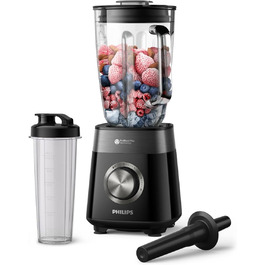 Philips 5000 Series Blender with Blend-and-go Containers - 1200 W. 2L maximum capacity. ProBlend Plus technology. Dishwasher-safe parts. Black (HR3031/00) 1200 Watts