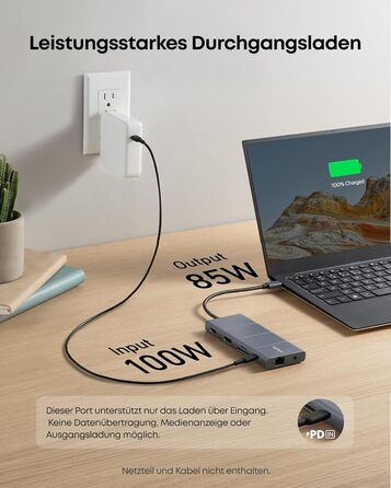 Хаб USB-C Anker 565 11-в-1: Док-станція з USB-A, HDMI 4K, DisplayPort, PD 85W, Ethernet, microSD, SD, для MacBook Pro та інших