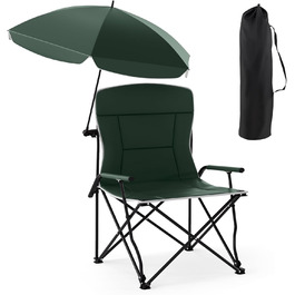 Складний туристичний стілець COSTWAY з сонцезахисним щитом, XXL, до 150 кг, з сумкою для перенесення, для кемпінгу та риболовлі