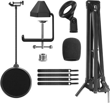 Стійка для мікрофона TONOR T20 з поп-фільтром та адаптером 3/8' - 5/8', мікрофонний кліп