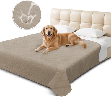 Водонепроникний килимок для собак Gyuro, двосторонній, міцний, для дивана та ліжка, прання допустиме (77 x 178 см) (Темно-хакі + Хакі, 173 x 208 см)