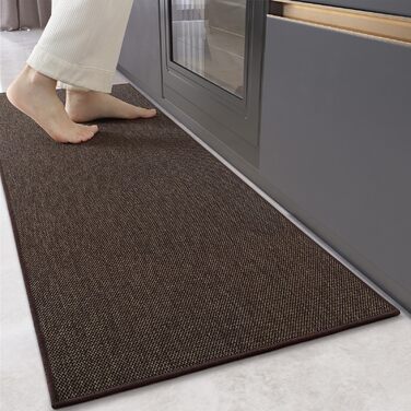 Килимок для кухні COLOR&GEOMETRY: неслизький, миючий, 61x183 см, 4 мм, тканинний, з гумовою основою. Килимок-довгий килим для підлоги перед умивальником, коридору (Коричневий, 43 x 120 см, прямокутний)