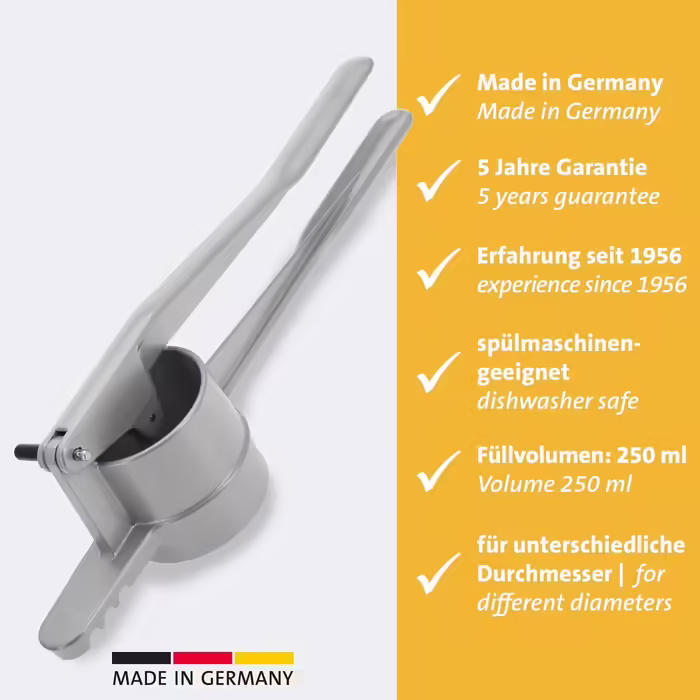 Westmark Spätzle/Potato Press, With Round Perforation, Die-Cast Aluminum, Length: 41 cm, Spätzle Press, Silver, 61102260